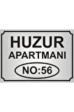 Apartman İsim Tabelası Aliminyum AYNALI Gümüş Metal Levha