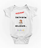 İkiydik 3 Olduk 2 Yazılı Hediyelik Baskılı Bebek Giyim Body Zıbın