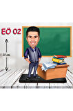 Kişiye Özel Ahşap Biblo - Erkek Öğretmen Karikatür Biblo - Öğretmen Biblo 2