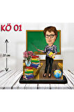 Kişiye Özel Ahşap Biblo - Kadın Öğretmen Karikatür Biblo - Öğretmen Biblo