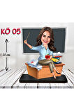 Kişiye Özel Ahşap Biblo - Kadın Öğretmen Karikatür Biblo - Öğretmen Biblo 5