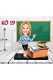 Kişiye Özel Ahşap Biblo - Kadın Öğretmen Karikatür Biblo - Öğretmen Biblo 18