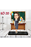Kişiye Özel Ahşap Biblo - Kadın Öğretmen Karikatür Biblo - Öğretmen Biblo 20