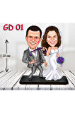 Kişiye Özel Ahşap Biblo - Gelin ve Damat Biblo ( 3D Biblo )