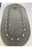 Oval Gri Hasır Halı - Oval Gri Jüt Halı - Modern Jüt Gri Halı