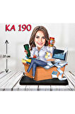 Kişiye Özel Ahşap Biblo - Masa Başı Karikatür Biblo - Kadın Biblo 13