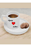 Kişiye Özel İsimli Fincan - Kalpli Türk Kahvesi Fincanı