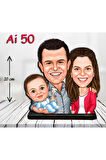 Kişiye Özel Ahşap Biblo - Aile Karikatür Biblo - 3 Kişilik Aile Biblo 13
