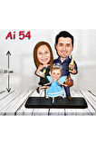 Kişiye Özel Ahşap Biblo - Aile Karikatür Biblo - 3 Kişilik Aile Biblo 14