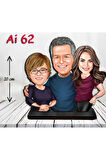 Kişiye Özel Ahşap Biblo - Aile Karikatür Biblo - 3 Kişilik Aile Biblo 18