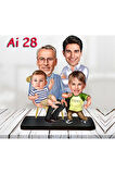 Kişiye Özel Ahşap Biblo - Aile Karikatür Biblo - 4 Kişilik Aile Biblo 11