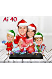 Kişiye Özel Ahşap Biblo - Aile Karikatür Biblo - 4 Kişilik Aile Biblo 13