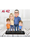 Kişiye Özel Ahşap Biblo - Aile Karikatür Biblo - 4 Kişilik Aile Biblo 14