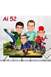 Kişiye Özel Ahşap Biblo - Aile Karikatür Biblo - 4 Kişilik Aile Biblo 22