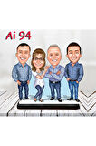 Kişiye Özel Ahşap Biblo - Aile Karikatür Biblo - 4 Kişilik Aile Biblo 41