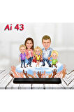 Kişiye Özel Ahşap Biblo - Aile Karikatür Biblo - 5 Kişilik Aile Biblo 7