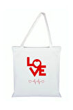 Love Baskılı Bez Çanta - Love Yazılı Çanta
