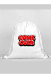 Game Over Baskılı Sırt Çantası - İp Büzgülü Spor Çanta