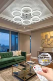 Zero Model Gümüş Kumandalı 6"lı Ledli 3 Renk Modu Kristal Salon Mutfak Yatak Çocuk Odası Avize