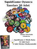 Squid Game Oyuncu Tasoları 30 Adet + 2 Minik Kutu 12 Kart 2 Sticker Hediye Paketinde Gönderim