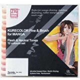 Zig Kurecolor Fine & Brush for Manga 12li Set Neutral Tones