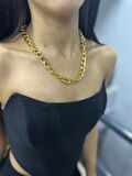 Kadın Çelik Gold Kaplama Kalın Zincir Model Ağırlık Yapmayan Zincir Kolye