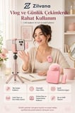 PuffMic Pembe Tüylü Kablosuz Tekli Yaka Mikrofonu Type-C& Lighting Uyumlu Canlı Yayın Mikrofonu