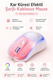 RGB Işıklı Simli Akışkan Tasarım Efektli Şarjlı Pembe Kablosuz Mouse