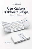 Kumaş Dokulu Arka Kapaklı Üçe Katlanır Gümüş Gri Kablosuz Klavye Bluetooth + 2.4G Touchpad ve Sayısal Tuşlu Taşınabilir Klavye