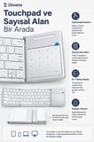 Kumaş Dokulu Arka Kapaklı Üçe Katlanır Gümüş Gri Kablosuz Klavye Bluetooth + 2.4G Touchpad ve Sayısal Tuşlu Taşınabilir Klavye