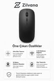 Siyah Slim Kablosuz Mouse 2.4G Şarj Edilebilir 1200 DPI İnce Tasarımlı Sessiz Ofis Laptop Faresi