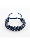 Sodalit 8mm Çift Sıra Makrome Doğal Taş Bileklik