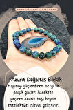 Azurit Doğaltaş Bileklik ( Akik Taş Hediyeli ) 8 Mm ( Hafıza Güçlendirici / Sezgi Ve Psişik Güç )