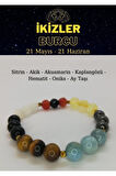 Ikizler Burcu Bilekliği Akik, Sitrin, Akuamarin, Kaplangözü, Hematit, Oniks, Aytaşı