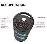 BLUETOOTH HOPARLÖR SD KART USB GİRİŞLİ MİKROFONLU LED IŞIKLI ŞARJLI KABLOSUZ SPEAKER