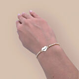 Güçlü ve Asil Kalp Motifli ve Işıltılı Beyaz Taşlı 14 Ayar Altın Plakalı Zülfikar Bilekliği