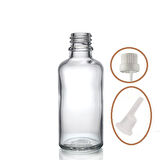 50ml şeffaf cam içten damlalıklı şişe beyaz kapak, 12 adet, damlalıklı şişe, damlatmalı şişe 