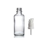 50ml şeffaf cam serum pompalı şişe, 12 adet, pompalı şişe, medikal şişe, cam şişe,  