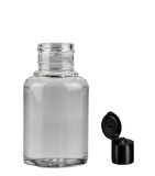 60ml plastik şefaf fliptop kapak şişe, 24 adet, açmalı kapak şişe, dezenfektan şişesi,sabun şişesi, kozmetik şişe