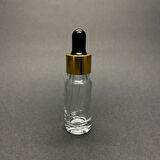 10ml Şeffaf, Cam Şişe, 12 adet, Cam Damlalıklı, Ecza şişesi, Propolis şişesi, Gold Kapak Siyah Emzik Emzik