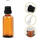 20ml kahvrengi şişe, içten damlalıklı kapak,12 adet Siyah damlatmalı kapak, Esans şişesi, Boş şişe, Aroma Şişesi