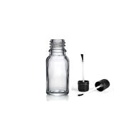 10ml şeffaf cam şişe fırça kapaklı, 24 adet, ecza şişesi, kozmetik şişe, yapıştırıcı şişesi, yağ şişesi