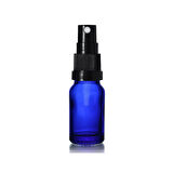 10ml mavi cam, siyah sprey başlıklı şişe, 24 adet, cam şişe, sprey şişesi, ecza şişesi, dropper şişe, medikal şişe