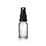10ml şeffaf cam, siyah sprey başlıklı şişe, 24 adet, cam şişe, sprey şişesi, ecza şişesi, dropper şişe, medikal şişe