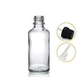 30ml şeffaf cam içten damlalıklı şişe siyah kapak, 12 adet, damlalıklı şişe, damlatmalı şişe 