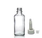 50ml şeffaf cam şişe getamisin kapak, 24 adet, plastik üstten damlalıklı şişe, damlatmalı şişe, damlatıcı şişe