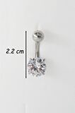Kadın 316L Anti Alerjenik Topcuklu Oval Baget Zirkon Taşlı Göbek Piercing
