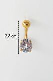 Kadın 316L Anti Alerjenik Topcuklu Oval Baget Zirkon Taşlı Göbek Piercing