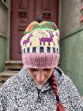 Bohem El Örgüsü Yün Geyikli Bere, Etnik Bere, Otantik Bere, Yılbaşı Hediyesi Bere