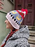 Bohem El Örgüsü Yün Geyikli Bere, Etnik Bere, Otantik Bere, Yılbaşı Hediyesi Bere